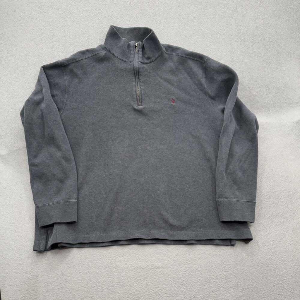 Polo by Ralph Lauren Sweater Mens XL Gray Quarter Zip Mockneck Pony Logo Cotton